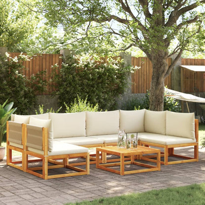 Set di divani da giardino 7 pezzi con cuscini in legno di acacia e corda
