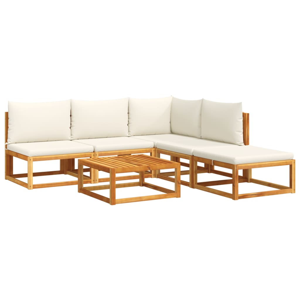 Set di divani da giardino 6 pezzi con cuscini in legno di acacia e corda