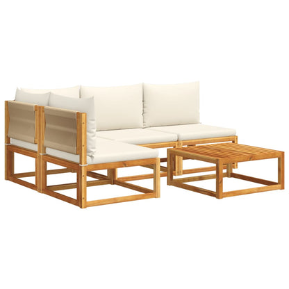 Set di divani da giardino 5 pezzi con cuscini in legno di acacia e corda