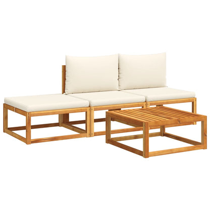 Set di divani da giardino 4 pezzi con cuscini in legno di acacia e corda