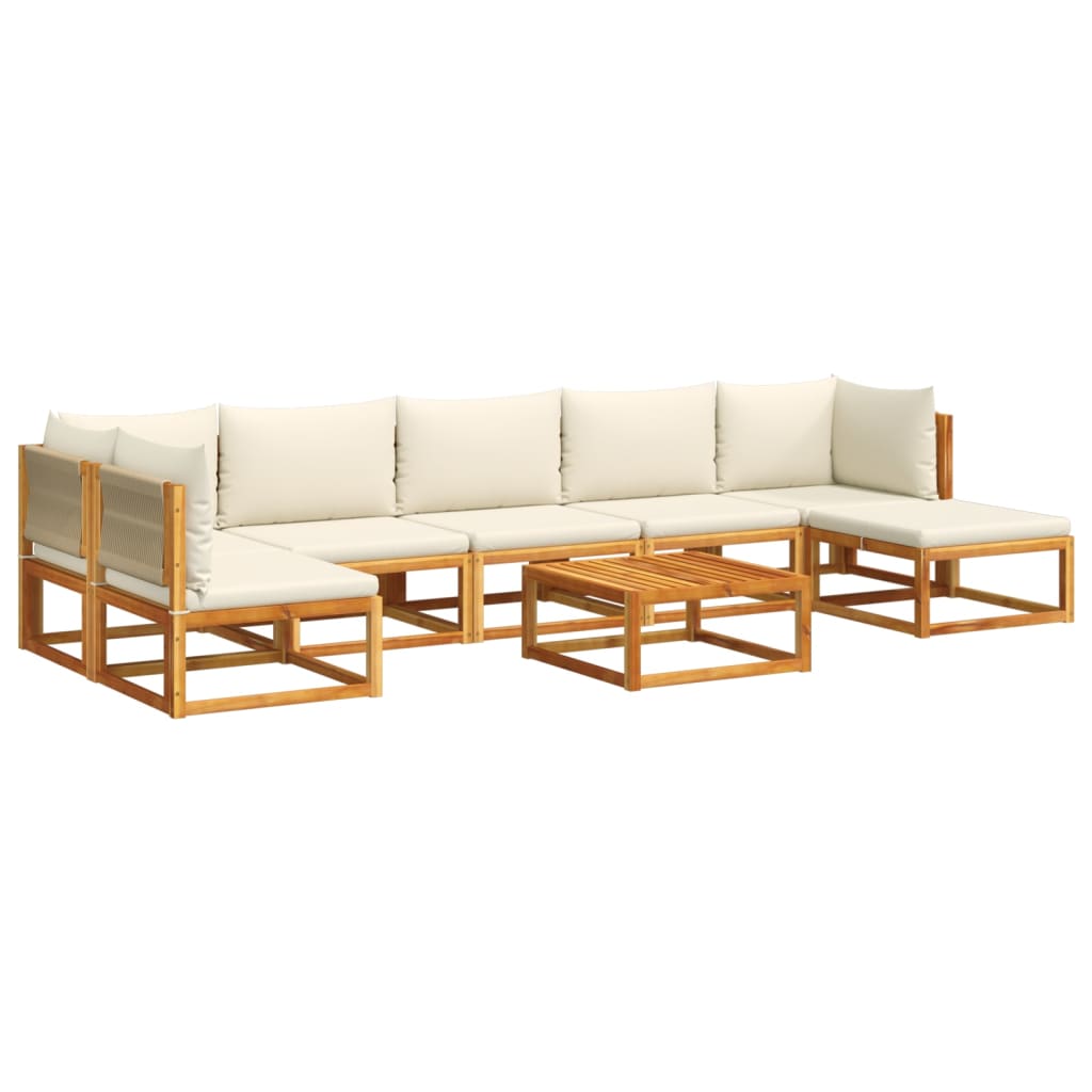 Set di divani da giardino 8 pezzi con cuscini in legno di acacia e corda
