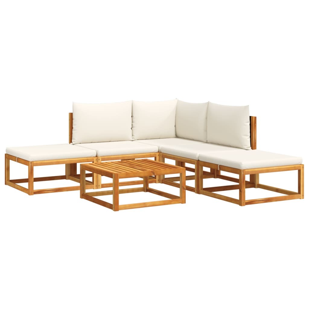 Set di divani da giardino 6 pezzi con cuscini in legno di acacia e rattan