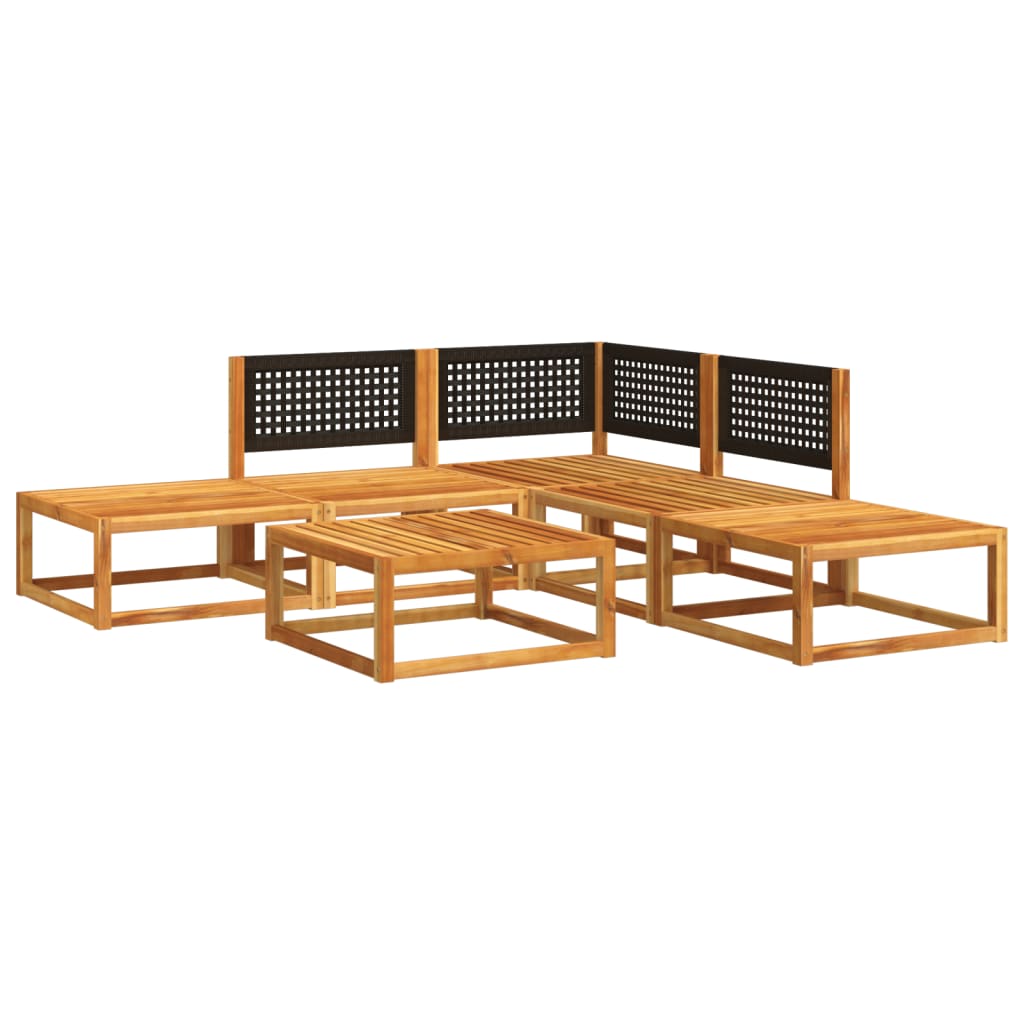 Set di divani da giardino 6 pezzi con cuscini in legno di acacia e rattan