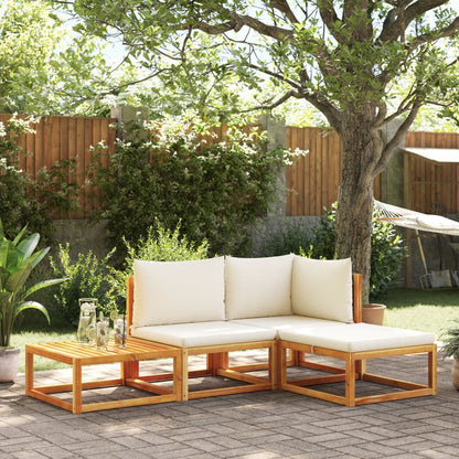 Set di divani da giardino 4 pezzi con cuscini in legno di acacia e rattan