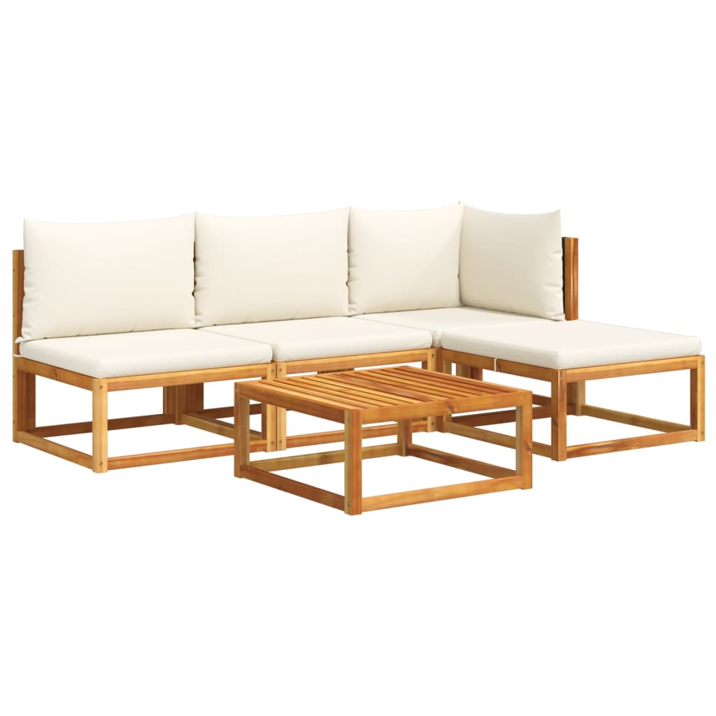 Set di divani da giardino 5 pezzi con cuscini in legno di acacia e rattan