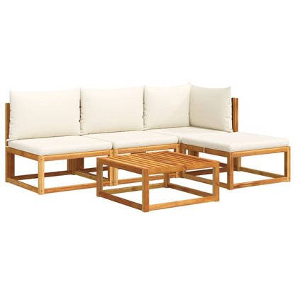Set di divani da giardino 5 pezzi con cuscini in legno di acacia e rattan