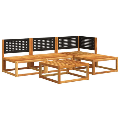 Set di divani da giardino 5 pezzi con cuscini in legno di acacia e rattan