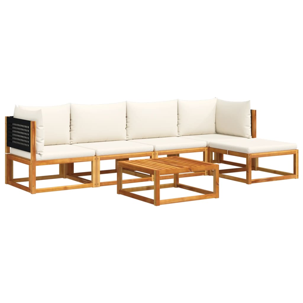 Set di divani da giardino 6 pezzi con cuscini in legno di acacia e rattan