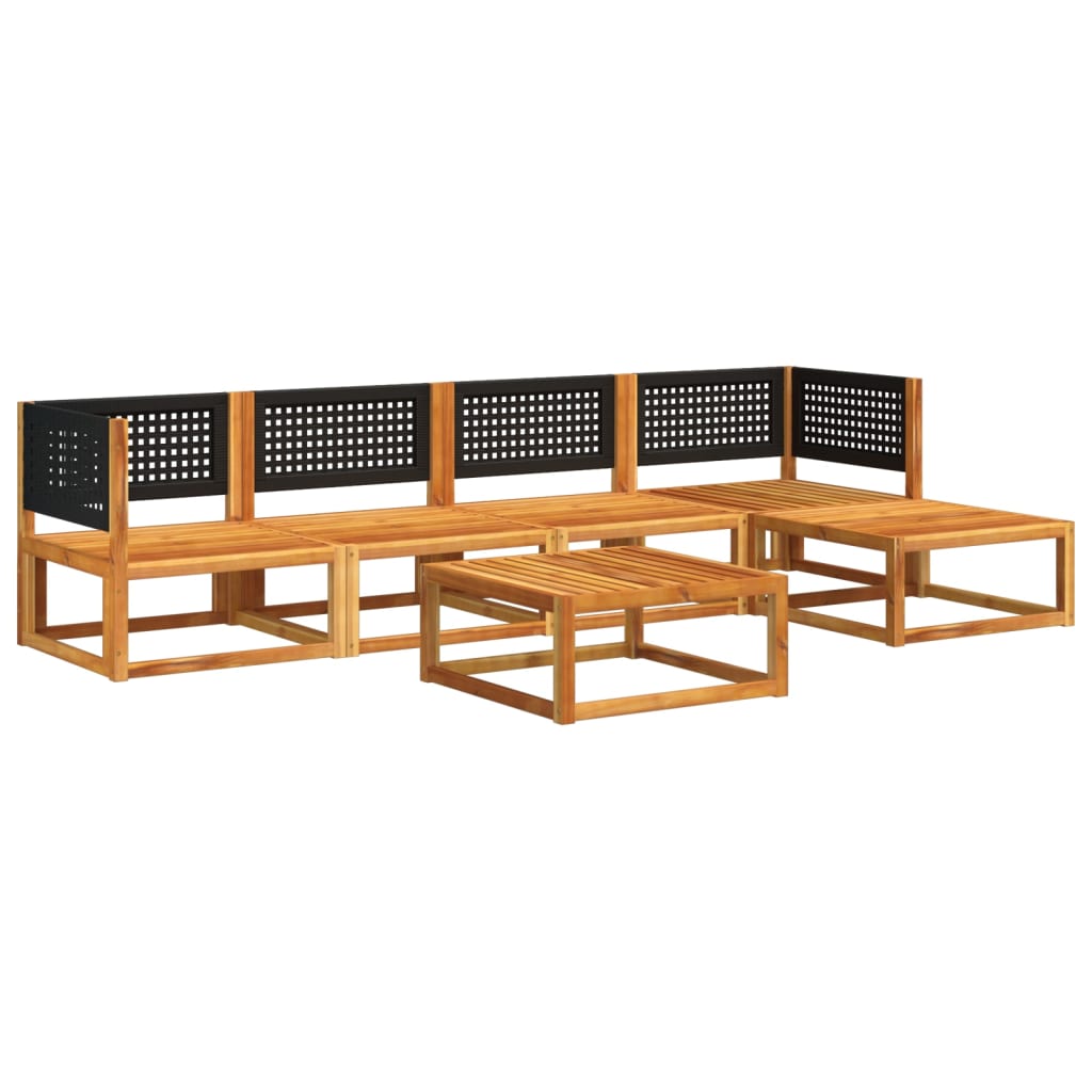 Set di divani da giardino 6 pezzi con cuscini in legno di acacia e rattan