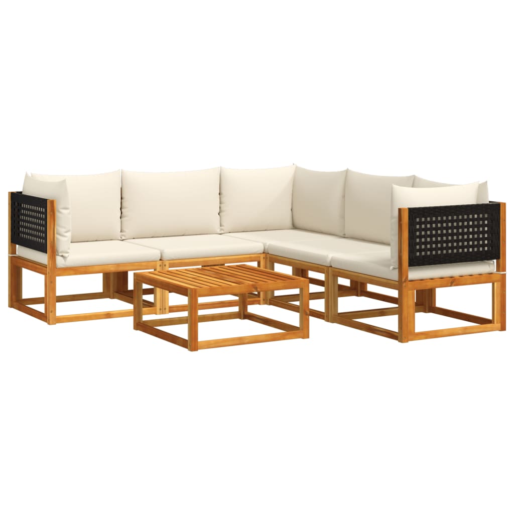 Set di divani da giardino 6 pezzi con cuscini in legno di acacia e rattan