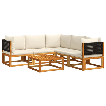 Set di divani da giardino 6 pezzi con cuscini in legno di acacia e rattan