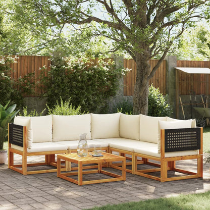 Set di divani da giardino 6 pezzi con cuscini in legno di acacia e rattan