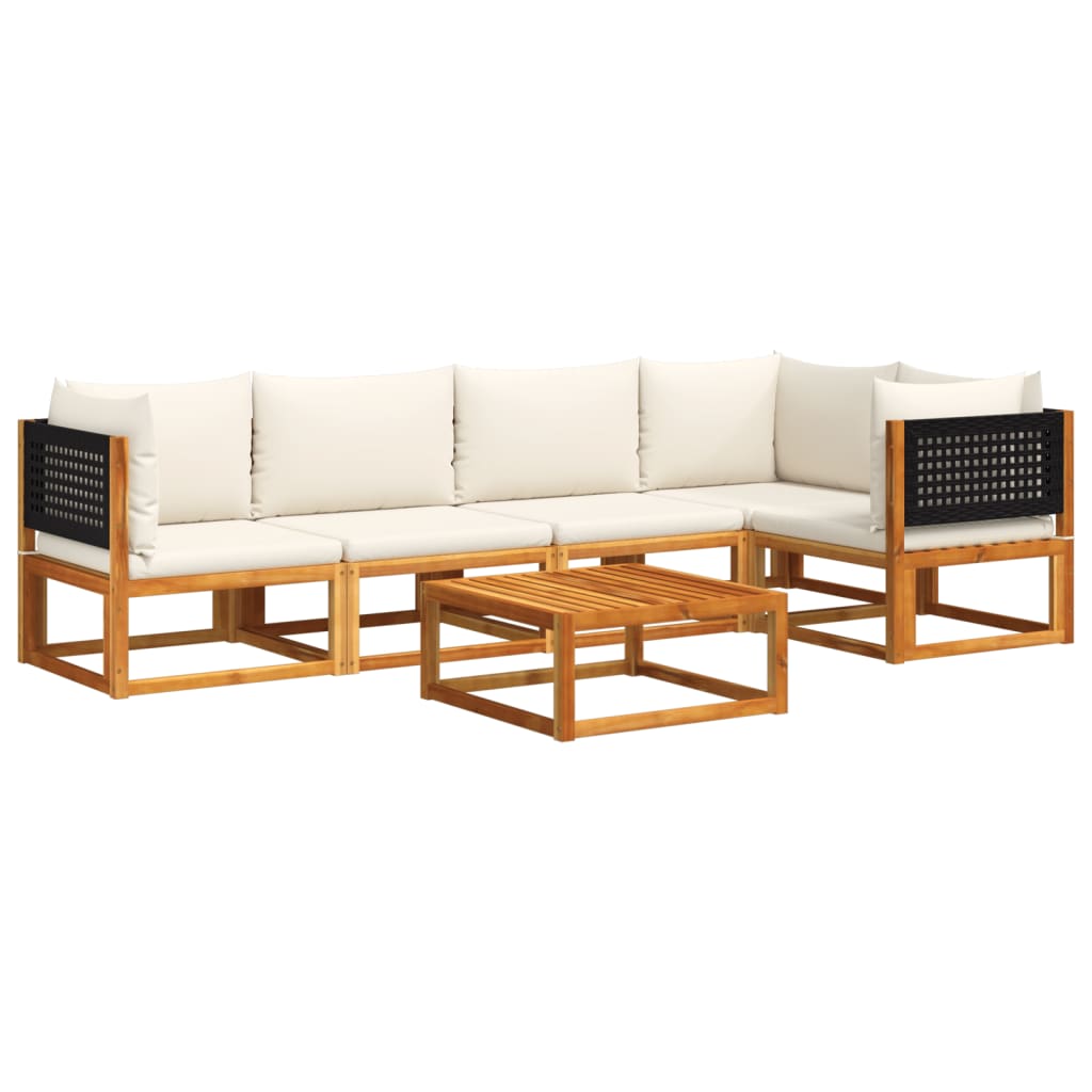 Set di divani da giardino 6 pezzi con cuscini in legno di acacia e rattan