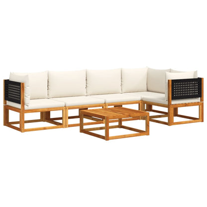Set di divani da giardino 6 pezzi con cuscini in legno di acacia e rattan