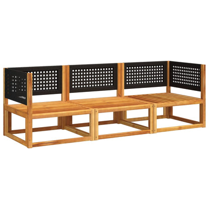 Set di divani da giardino 3 pezzi con cuscini in legno di acacia e rattan