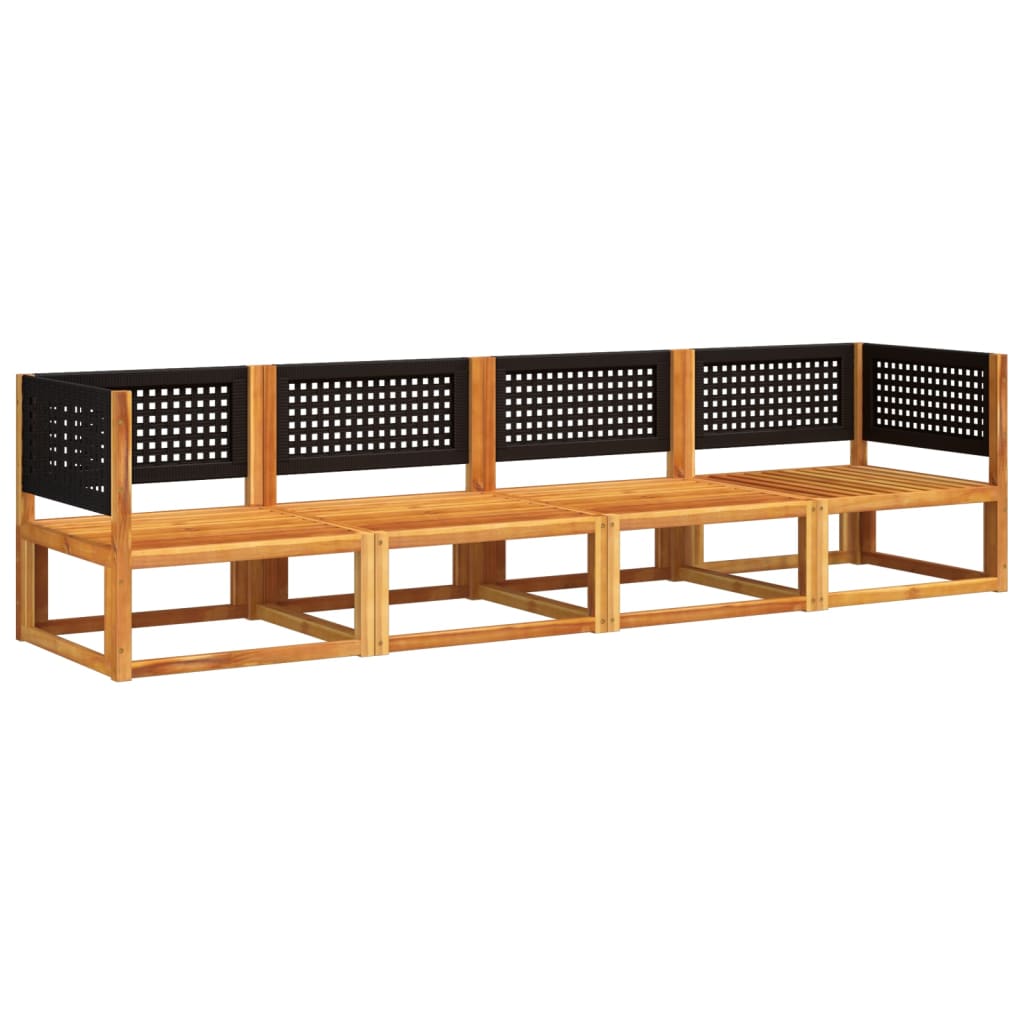 Set di divani da giardino 4 pezzi con cuscini in legno di acacia e rattan