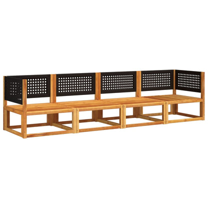 Set di divani da giardino 4 pezzi con cuscini in legno di acacia e rattan