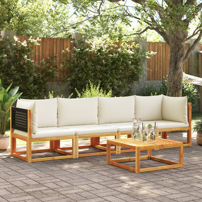 Set di divani da giardino 4 pezzi con cuscini in legno di acacia e rattan