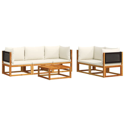 Set di divani da giardino 6 pezzi con cuscini in legno di acacia e rattan