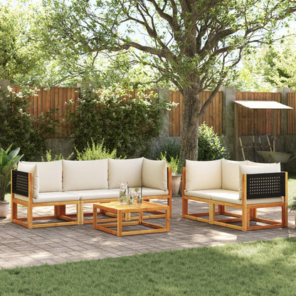 Set di divani da giardino 6 pezzi con cuscini in legno di acacia e rattan