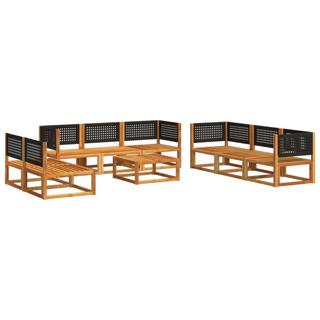 Set di divani da giardino 9 pezzi con cuscini in legno di acacia e rattan