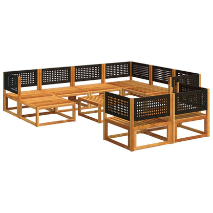 Set di divani da giardino 10 pezzi con cuscini in legno di acacia e rattan