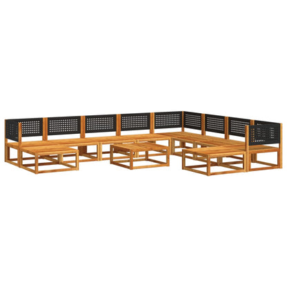 Set di divani da giardino 11 pz con cuscini in legno di acacia e rattan