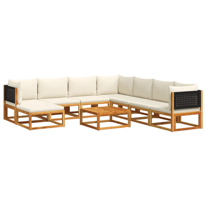 Set di divani da giardino 9 pezzi con cuscini in legno di acacia e rattan