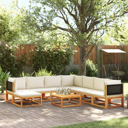 Set di divani da giardino 9 pezzi con cuscini in legno di acacia e rattan