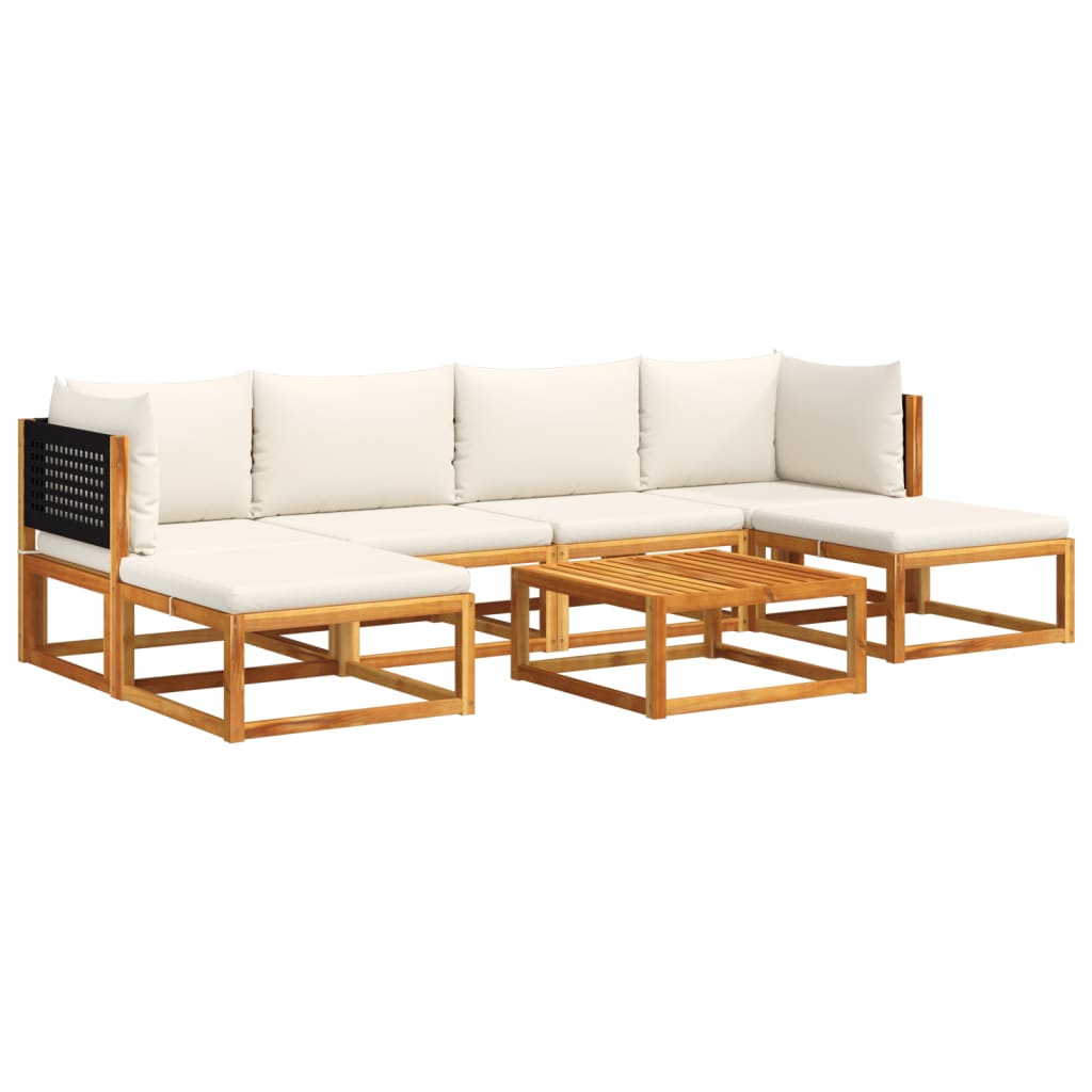Set di divani da giardino 7 pezzi con cuscini in legno di acacia e rattan
