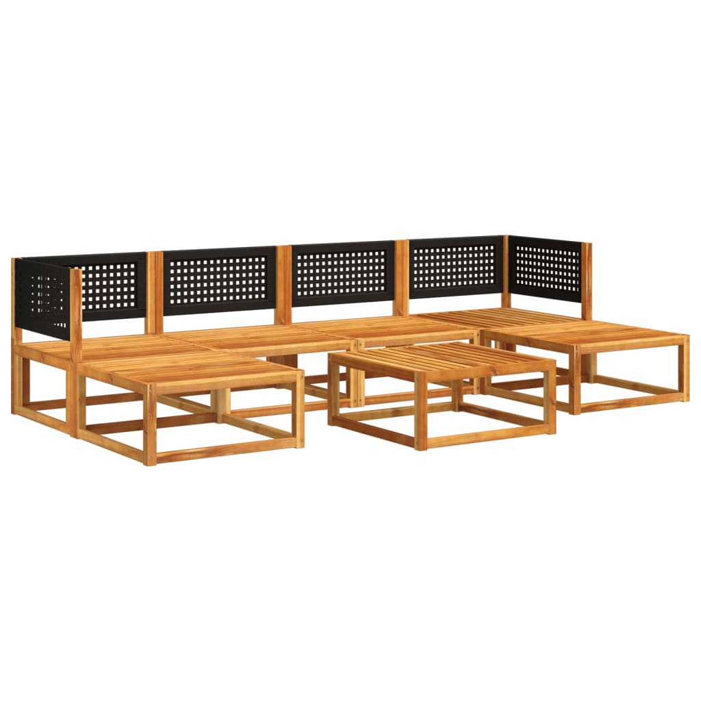 Set di divani da giardino 7 pezzi con cuscini in legno di acacia e rattan