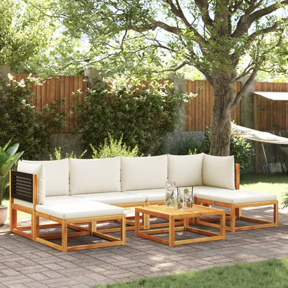 Set di divani da giardino 7 pezzi con cuscini in legno di acacia e rattan