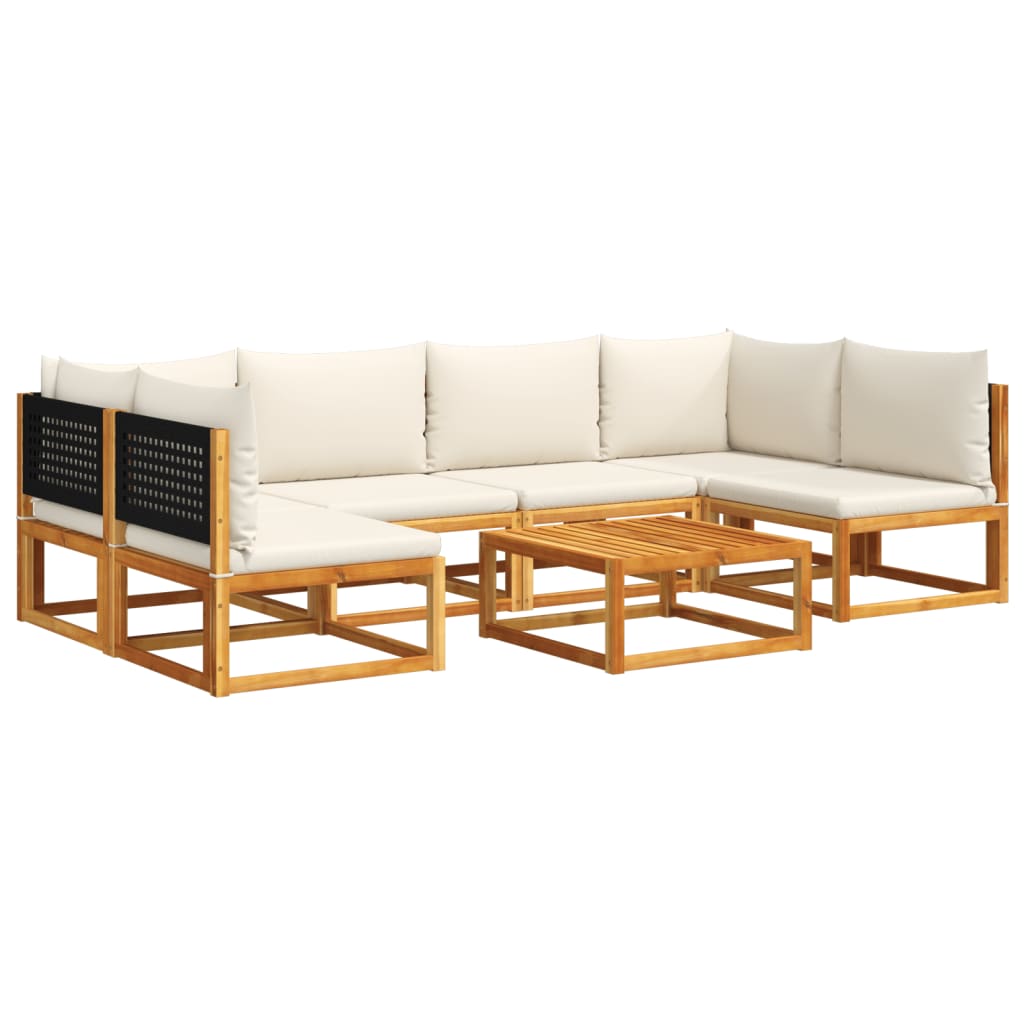 Set di divani da giardino 7 pezzi con cuscini in legno di acacia e rattan