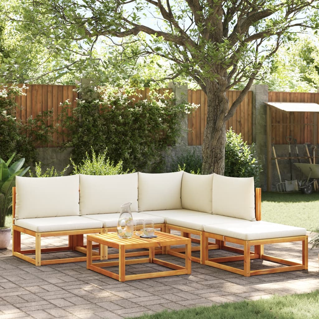 Set di divani da giardino 6 pezzi con cuscini in legno di acacia e rattan