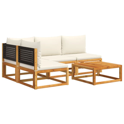 Set di divani da giardino 5 pezzi con cuscini in legno di acacia e rattan