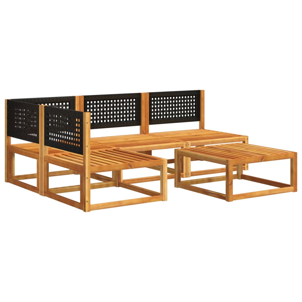 Set di divani da giardino 5 pezzi con cuscini in legno di acacia e rattan