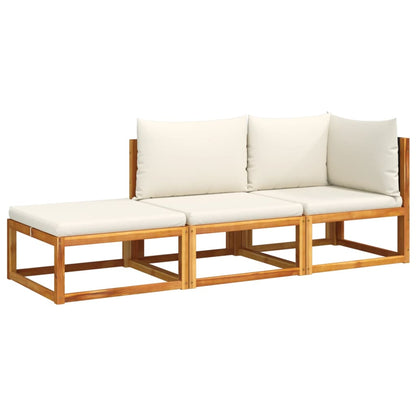 Set di divani da giardino 3 pezzi con cuscini in legno di acacia e rattan