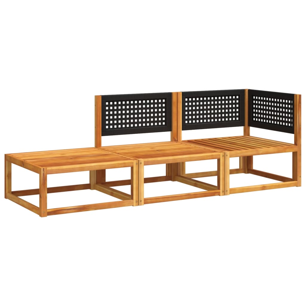 Set di divani da giardino 3 pezzi con cuscini in legno di acacia e rattan