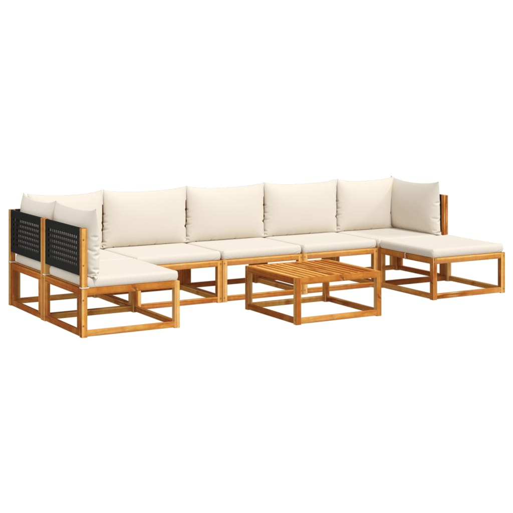 Set di divani da giardino 8 pezzi con cuscini in legno di acacia e rattan