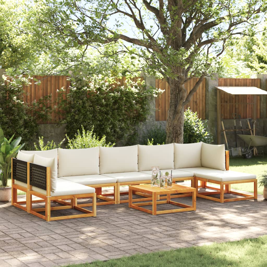Set di divani da giardino 8 pezzi con cuscini in legno di acacia e rattan