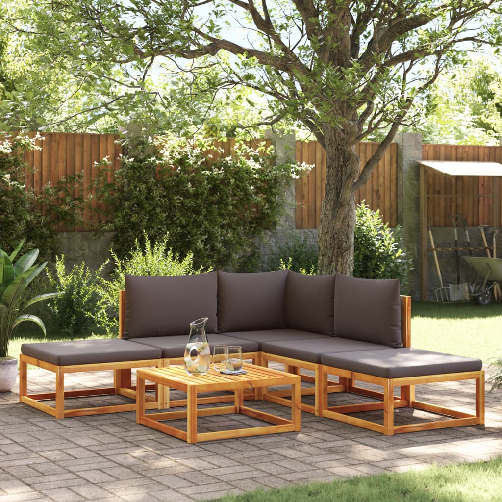 Set di divani da giardino 6 pezzi con cuscini in legno di acacia e rattan
