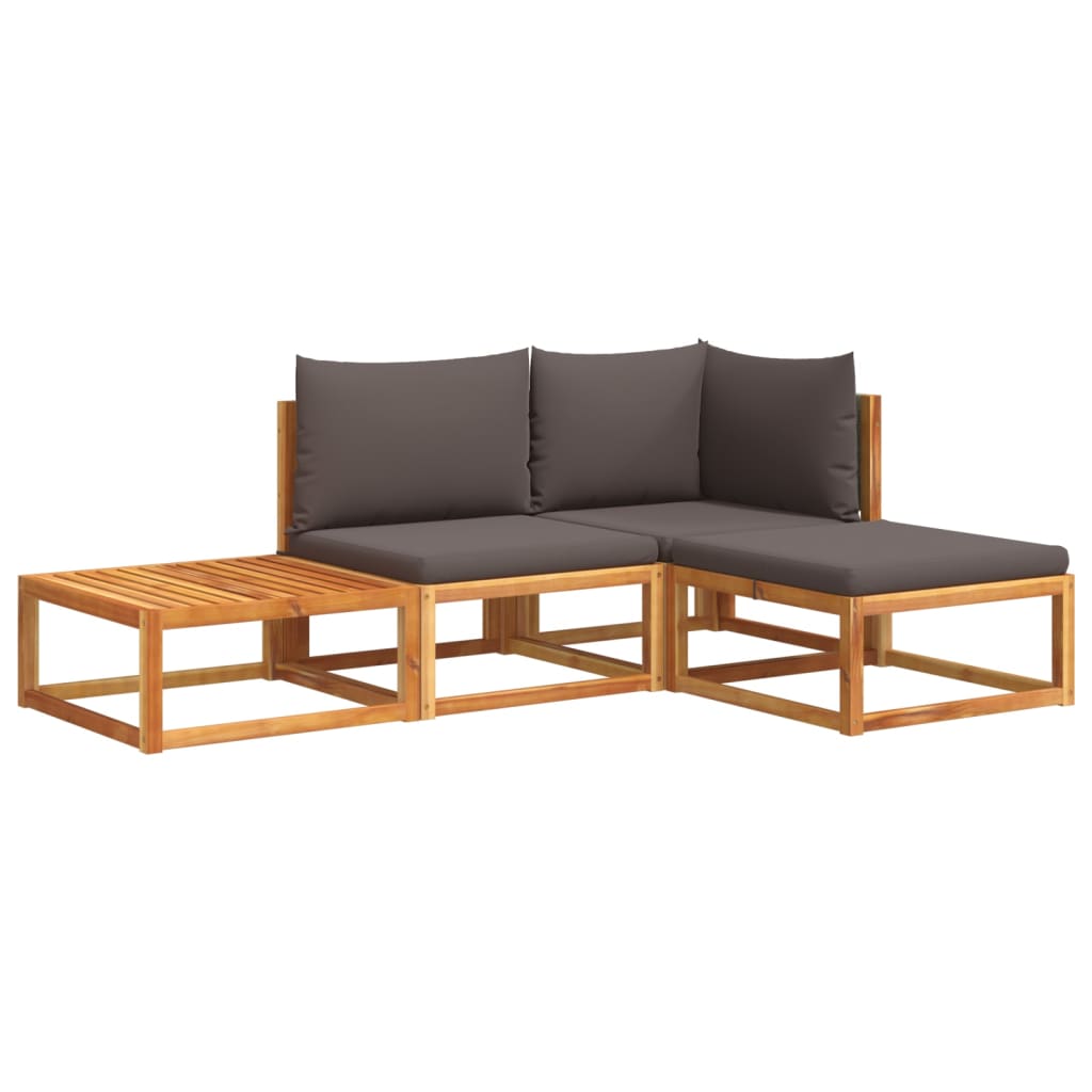 Set di divani da giardino 4 pezzi con cuscini in legno di acacia e rattan