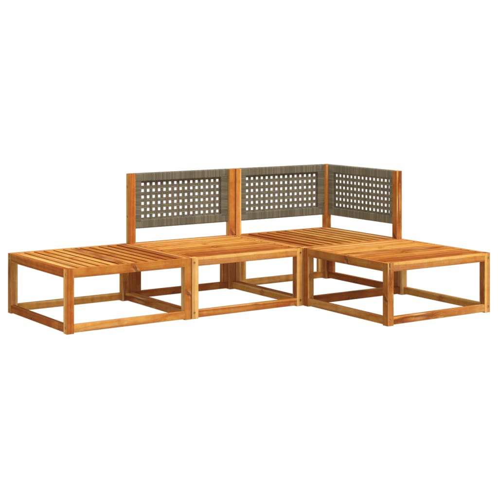 Set di divani da giardino 4 pezzi con cuscini in legno di acacia e rattan