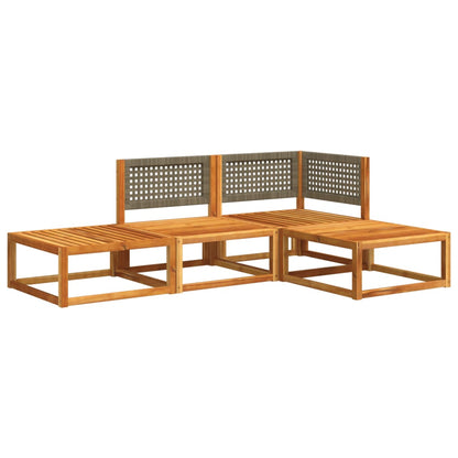 Set di divani da giardino 4 pezzi con cuscini in legno di acacia e rattan