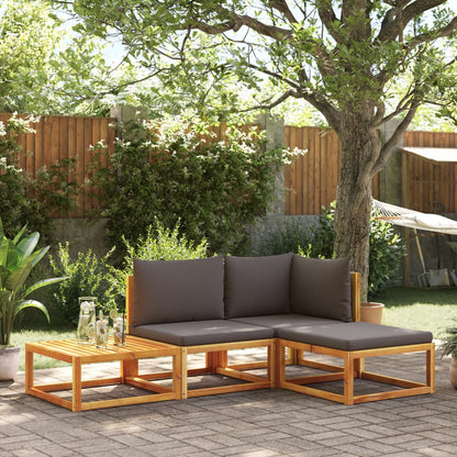 Set di divani da giardino 4 pezzi con cuscini in legno di acacia e rattan