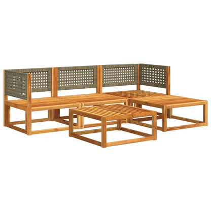 Set di divani da giardino 5 pezzi con cuscini in legno di acacia e rattan