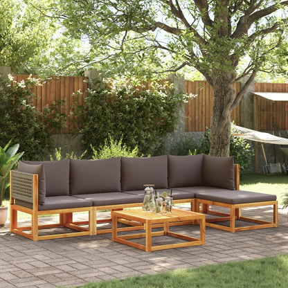Set di divani da giardino 6 pezzi con cuscini in legno di acacia e rattan