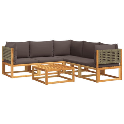 Set di divani da giardino 6 pezzi con cuscini in legno di acacia e rattan