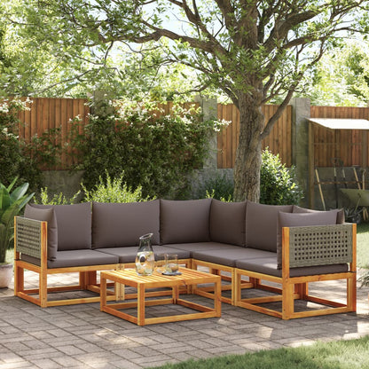 Set di divani da giardino 6 pezzi con cuscini in legno di acacia e rattan