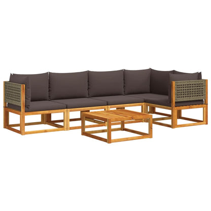 Set di divani da giardino 6 pezzi con cuscini in legno di acacia e rattan